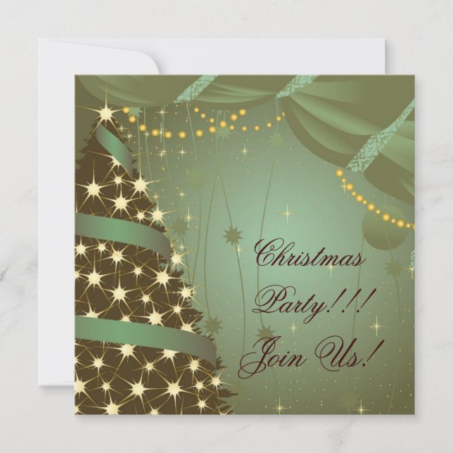 Christmas Party  Invitation Tree and Curtain (Front)
