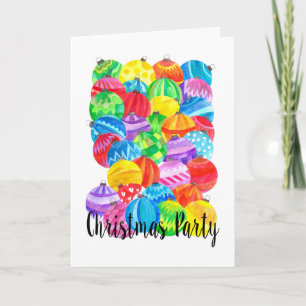 Christmas Party Invitation , watercolor baubles