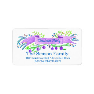 Christmas Party Invitation, watercolor Christmas Label