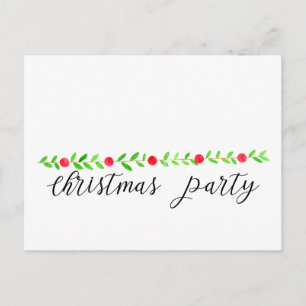 Christmas Party Invitation, watercolor Christmas Postcard
