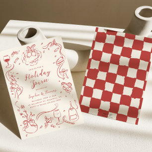 Christmas Party Invitation Whimsical Hand Drawn