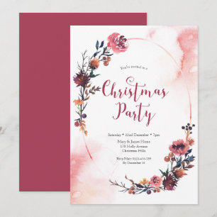 Christmas party Invitation Winter floral wreath