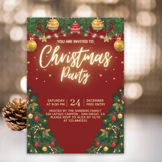 Christmas Party Invitation with Shining Yellow (Creator Uploaded)