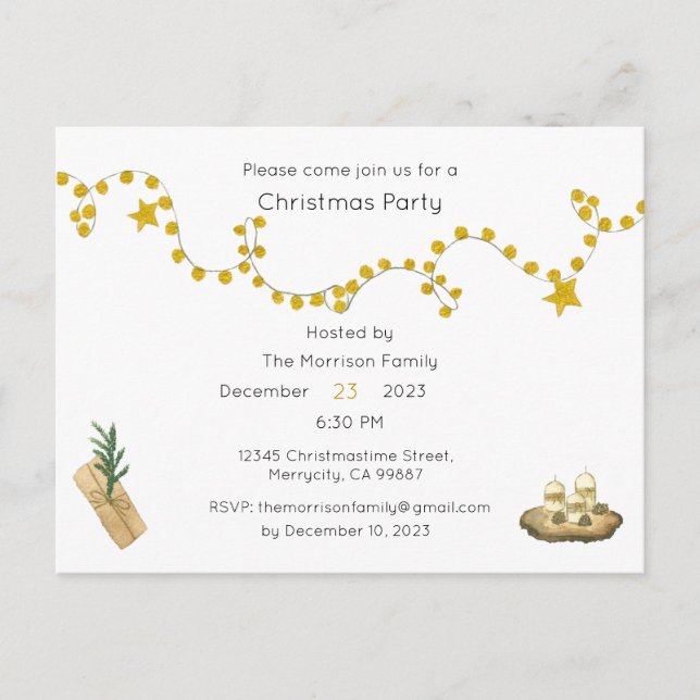 Christmas Party Invitation, Xmas Invite (Front)