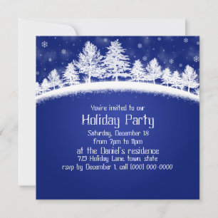 Christmas Party Invitations Blue And White