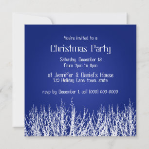 Christmas Party Invitations Blue White Invites