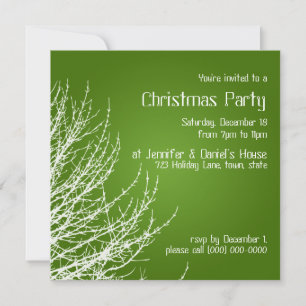 Christmas Party Invitations Green White Invites