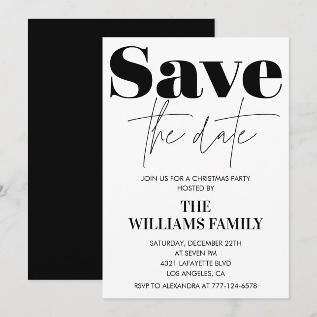 Christmas Party  invitations Save the date Black (Front/Back)