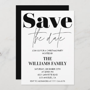 Christmas Party invitations Save the date Black