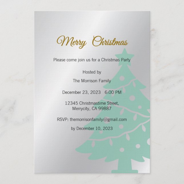 Christmas Party Invite, Christmas Dinner Invitation (Front)