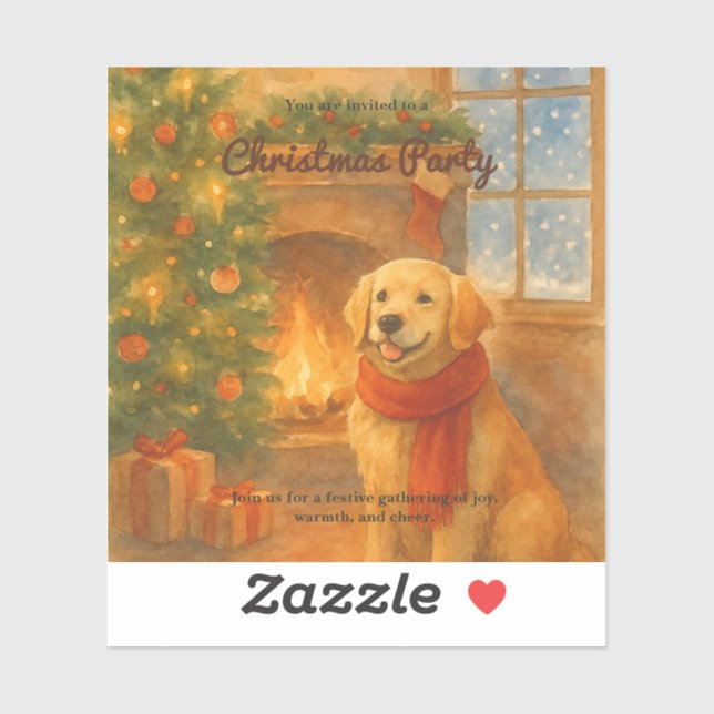 Christmas Party Invite · Cozy Dog Scene (Sheet)
