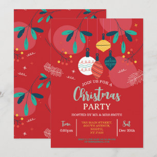 Christmas Party Invite Festive Party Bauble 