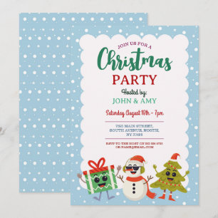 Christmas Party Invite Snowman Christmas Tree