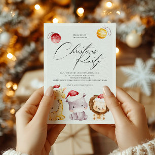 Christmas Party Invite with Cute Holiday Animals
