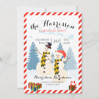 Christmas party invite with snowman