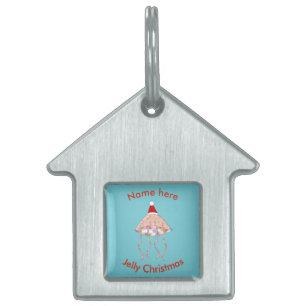 Christmas Party Jellyfish Custom Pet Tag