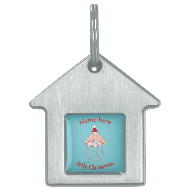 Christmas Party Jellyfish Custom Pet Tag (Front)