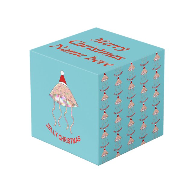 Christmas Party Jellyfish Custom Photo Cube (Front Angled)