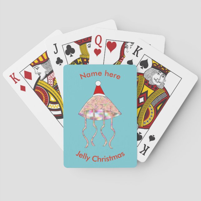 Christmas Party Jellyfish Custom Playing Cards (Back)