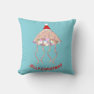 Christmas Party Jellyfish Outdoor Pillow