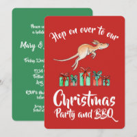 Christmas party kangaroo hop over invitations