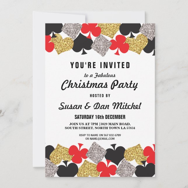 Christmas Party Las Vegas Casino Cards Invite (Front)