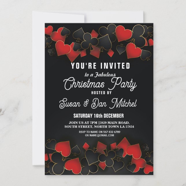 Christmas Party Las Vegas Casino Cards Invite (Front)