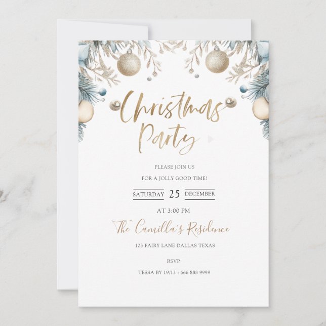 Christmas Party Modern Warm Xmas Invitation  (Front)