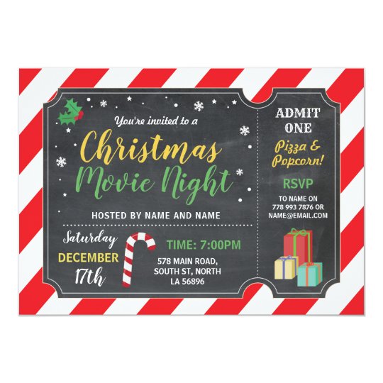 Never Back Down 3 Film Completo Christmas Party Movie Night Film Ticket Holly Fun Invitation | Zazzle.ca