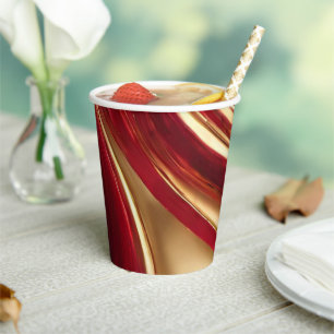 Christmas Party-New Years Party- Red and Gold- Paper Cups