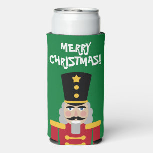 Christmas party nutcracker custom slim seltzer can cooler