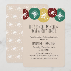 Christmas Party Ornaments Snowflakes Chalkboard In Invitation