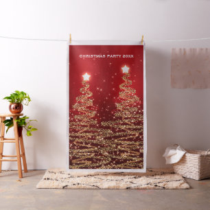 Christmas Party Photo Booth Backdrop Trees Red