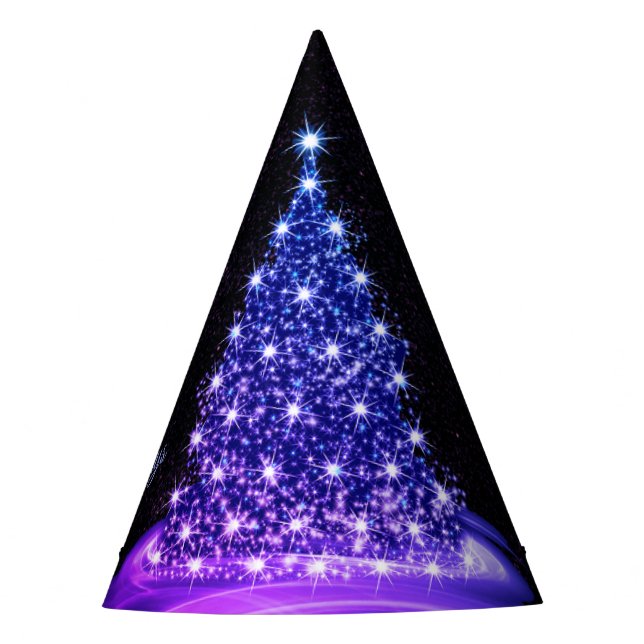 Christmas Party Pink Blue Tree Winter Black Rustic Party Hat (Front)