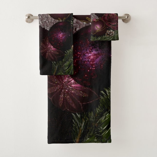 Christmas Party Pink Ornament Green Leaves Black (En situation)