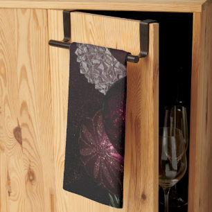 Christmas Party Pink Ornaments Green Leaves Black Kitchen Towel