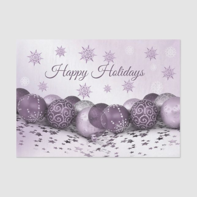 Christmas Party Pink Purple Ornament Snowflakes Tissue Paper (Front)
