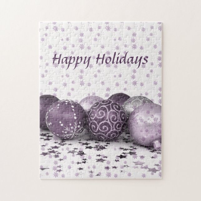 Christmas Party Pink Purple Ornaments Snowflake Jigsaw Puzzle (Vertical)