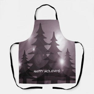 Christmas Party Pink Trees Holiday Winter Elegant Apron