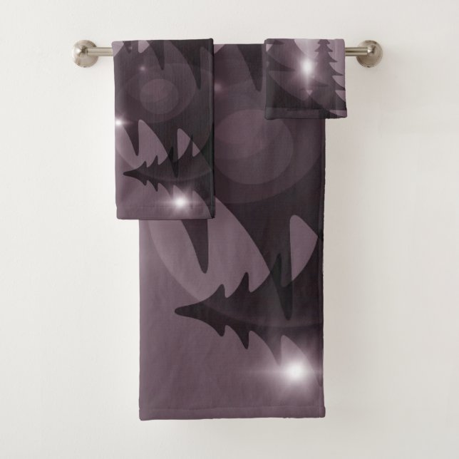 Christmas Party Pink Trees Holiday Winter Elegant Bath Towel Set (Insitu)