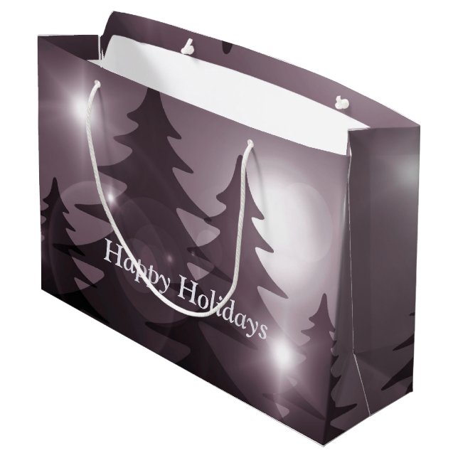 Christmas Party Pink Trees Holiday Winter Elegant Large Gift Bag (Back Angled)