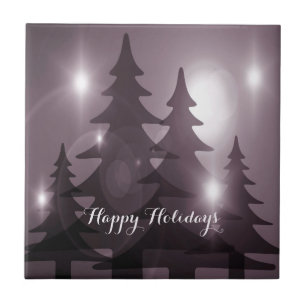 Christmas Party Pink Trees Holiday Winter Elegant Tile