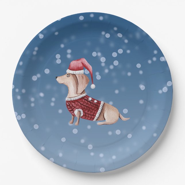 Christmas Party Plates Dachshund Dog (Front)