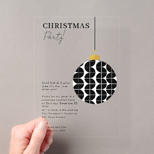 Christmas Party Preppy Ornament Xmas Black White Acrylic Invitations