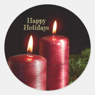 Christmas Party Red Candles Winter Holidays Classic Round Sticker