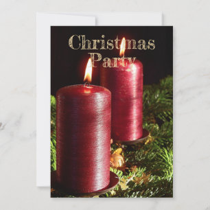 Christmas Party Red Candles Winter Holidays Invitation