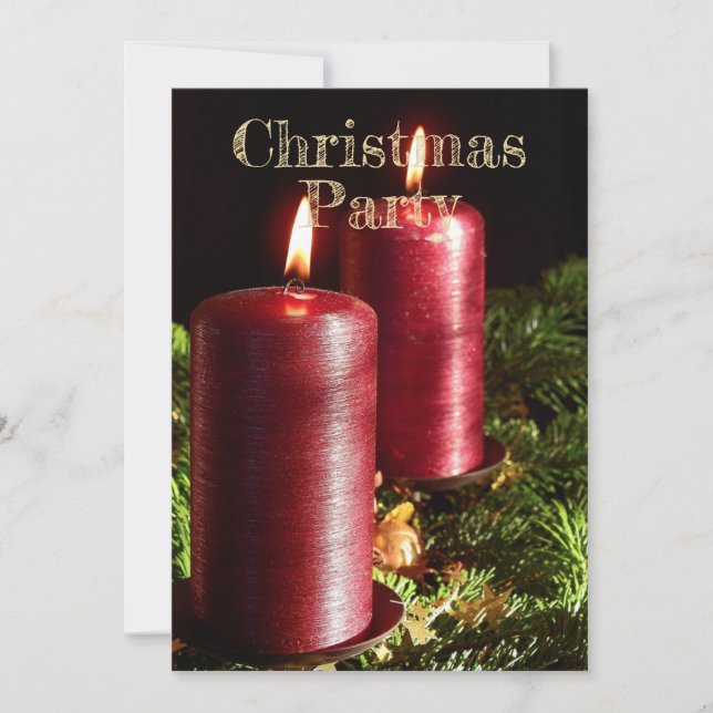 Christmas Party Red Candles Winter Holidays Invitation (Front)