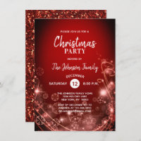 CHRISTMAS PARTY Red Glitter White Snowflakes Snow