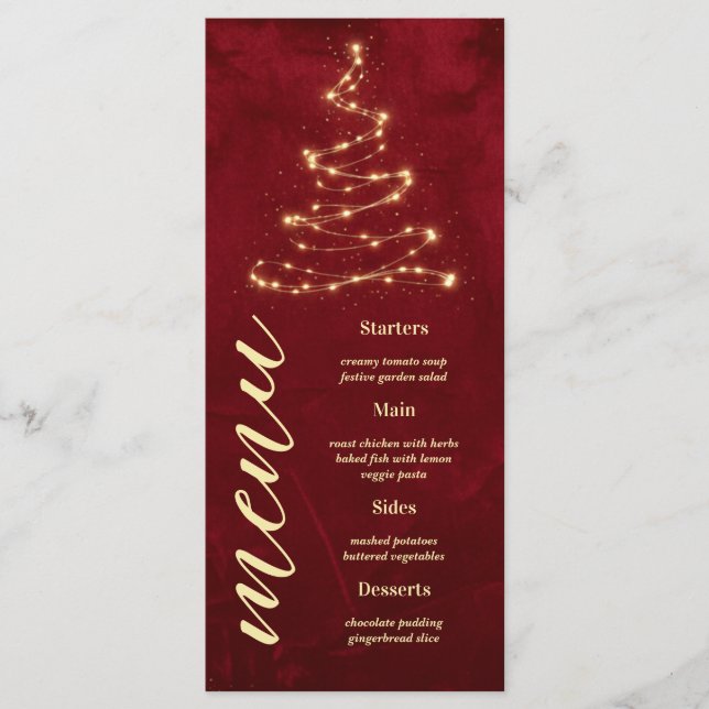 Christmas Party Red Velvet with Tree Manu Card (Front)