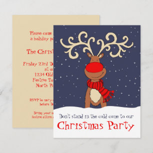 christmas party reindeer come in invitation